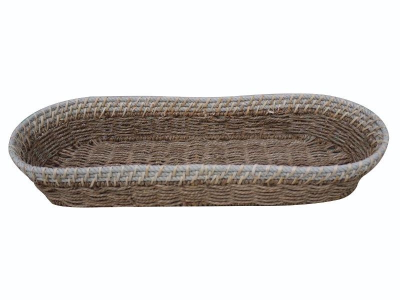 Superior Seagrass Bread Basket with Rope Rim - Handwoven Natural Serveware